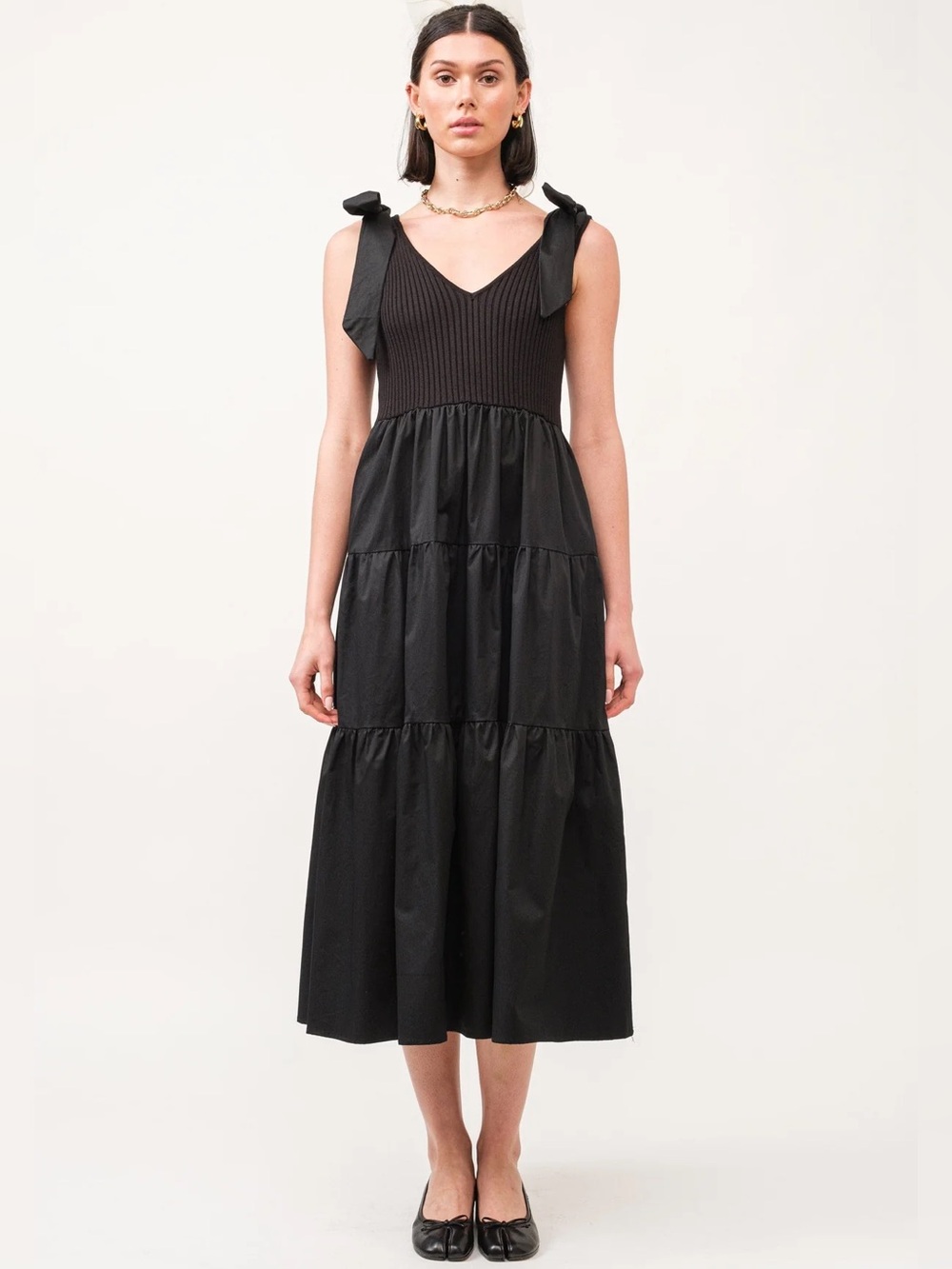Sofie The Label Sienna Tiered Sleeveless Dress Black Size Small